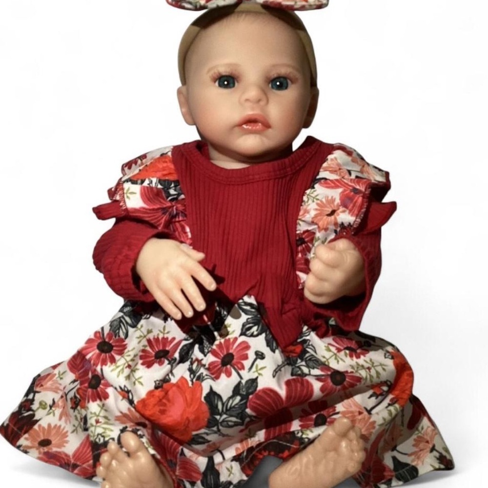 Floral Dress Baby Doll with Red Outfit - Picture 4 of 4